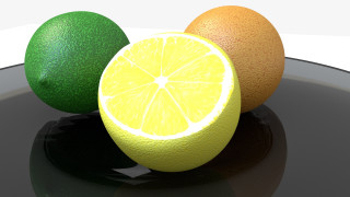 Orange lime reflection tabletop photorealism - a reflection free wallpaper