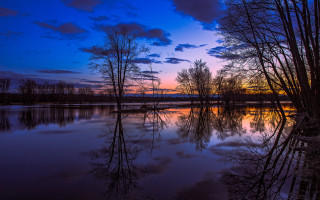 Lake trees sunset clouds reflections - reflection free wallpaper for desktop