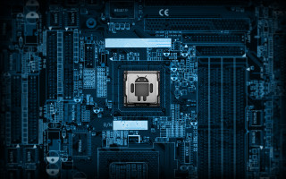 Computer board robot blue background 2 - android free wallpaper for desktop