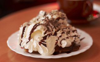 Cake whipped cream chocolate plate - decadent free wallpaper