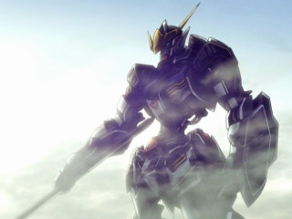 Robot clouds sword character standing - mecha free wallpaper for desktop