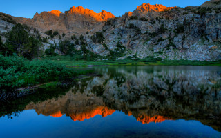 Mountain lake sunset reflection nature - a reflection of the sky free wallpaper