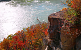 Hudson river autumn trees orange - david brewster free wallpaper