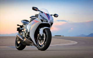 White motorcycle sunset dawn cloudy - a white motorcycle free wallpaper