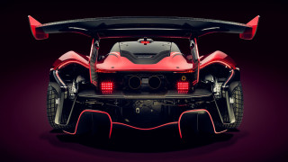 Red black sportscar hood open - the rear free wallpaper
