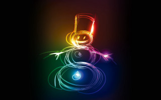 Colorful snowman holography lighting magic - a hat free wallpaper