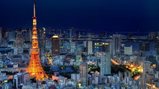 Tokyo tower cityscape night lights - a cityscape free wallpaper