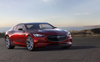 Red car ocean mountains blue - cgstudio free wallpaper for desktop