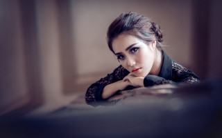 Woman black dress black jacket - a black tie free wallpaper