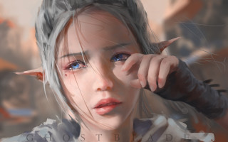 Horned woman white dress fantasy - stanley artgerm lau free wallpaper