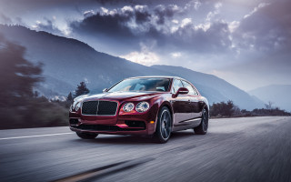 Red bentley mountains clouds forest - neoclassicism free wallpaper for desktop