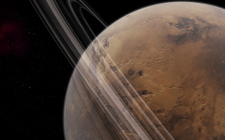 Planet rings red star spacecraft - ring free wallpaper for desktop