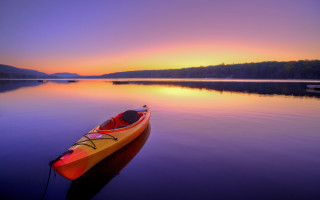 Kayak sunset water paddling impressionist - tranquil free wallpaper