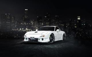 White sports car night city 4 - the building free wallpaper