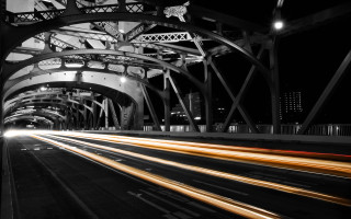 Black white bridge lights motion - elbridge ayer burbank free wallpaper