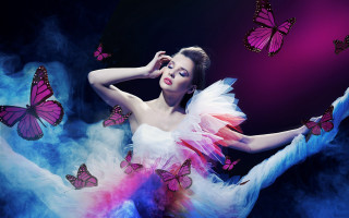 White dress pink butterflies purple - anton graff free wallpaper for desktop