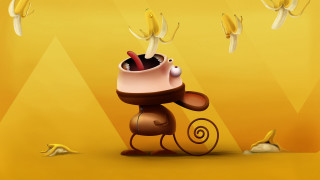 Cartoon hat snail banana flying - diego gisbert llorens free wallpaper