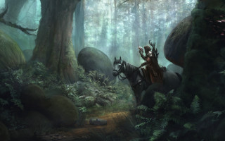 Man horse forest hillside fantasy - a lush green hillside next free wallpaper
