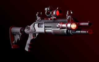 Cobra red light computer render - gun free wallpaper for desktop