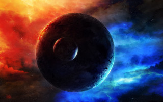 Black hole blue red space - chris cold free wallpaper