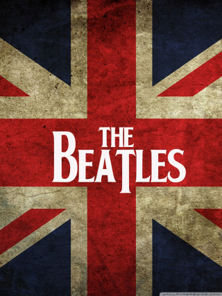 British flag beatles grungy background - typographic free wallpaper for mobile