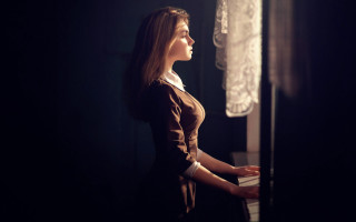 Woman lace curtain matte painting - anka zhuravleva free wallpaper