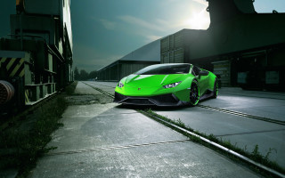 Green sports car night street 2 - the car free wallpaper for desktop