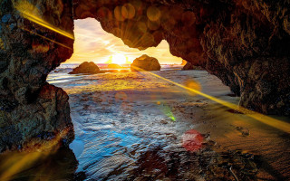 Beach rock formation sunset lens - the rock free wallpaper