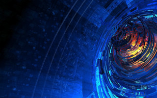 Large circular structure lights cybernetic - center free wallpaper for desktop