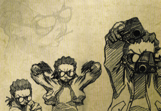 People camera gun drawing art - a drawing of a group free wallpaper