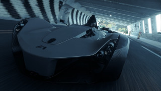 Futuristic car tunnel man rendering - f 8 aperture free wallpaper