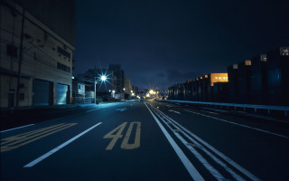City street night 40 sign - ektachrome photograph free wallpaper