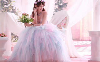 Bride flower dress rococo impressionist - chen rong free wallpaper