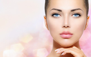 Woman blue eyes pink flower - facial feature free wallpaper