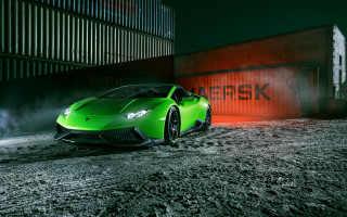 Green sports car smoke hood - a green sports car free wallpaper