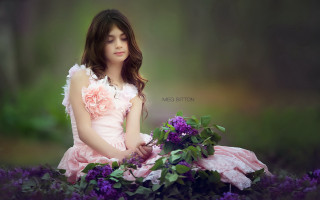 Young girl pink dress flower - brigette barrager free wallpaper