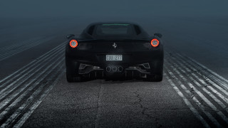 Black sports car night fog - the rear free wallpaper