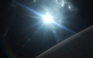Bright sun distant planet space 2 - a distant object in the foreground free wallpaper