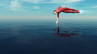 Handstand water moon sky 3d - symmetric free wallpaper