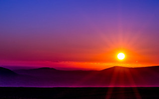 Sunset horse mountains purple orange - orange sun free wallpaper