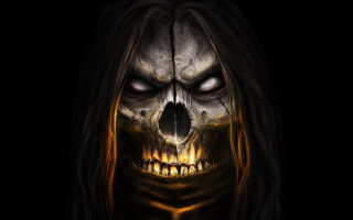 Demonic face long hair fangs - skull free wallpaper