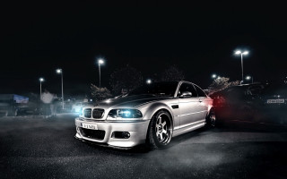 White car night fog lights - its light free wallpaper