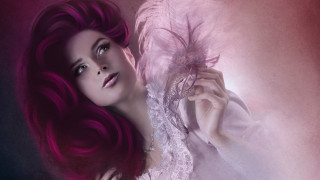 Redhair feather shoulder white dress - charlie bowater free wallpaper for desktop