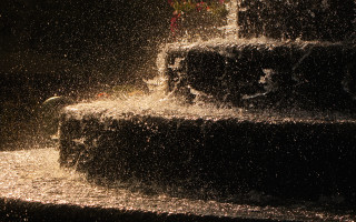 Fountain night walking park anamorphic - anamorphic free wallpaper