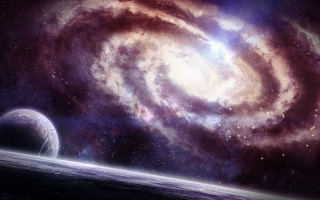 Space galaxy planet star cinematic - a distant star in the foreground free wallpaper for desktop
