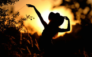 Woman autumn fire backlighting silhouette - daphne mcclure free wallpaper for desktop