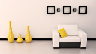 White chair yellow vases room - a white chair free wallpaper