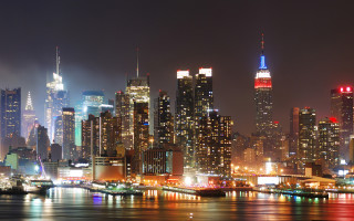 City skyline night lights ferris 2 - building free wallpaper for desktop