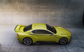 Yellow sports car parking garage 2 - bold shape free wallpaper