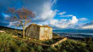 Hill tree building city clouds - a hill free wallpaper